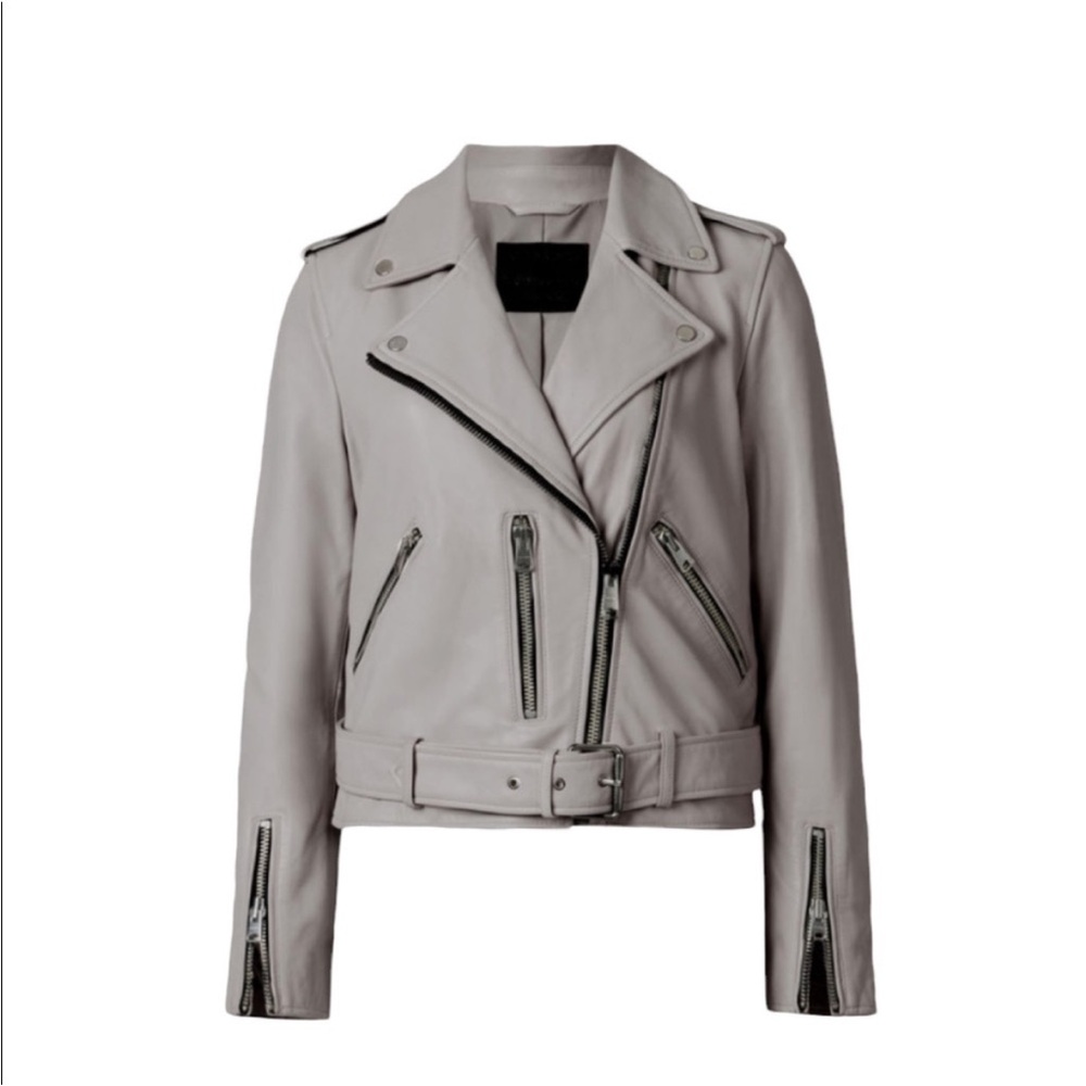 All Saints Gray Leather Jacket